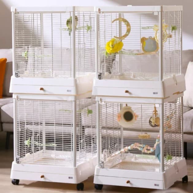 Dayang B5001 Panoramic Glass Bird Cage Small Viewing Cage High Transparency Home Parrot Cage for Budgie Lovebird Cockatiel