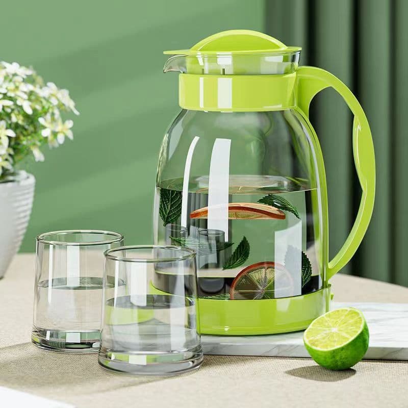 Household High-Temperature Resistant Large-Capacity Glass Water Jug for Refrigerator, Cold Brew Pitcher, Teapot, Cold Water Cup Set