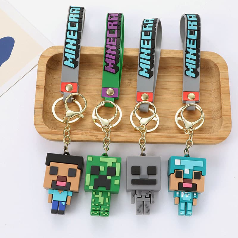 Cross-border Creative Cute Minecraft Sandbox Game Keychain Mistletoe Couple Bag Charm Gift