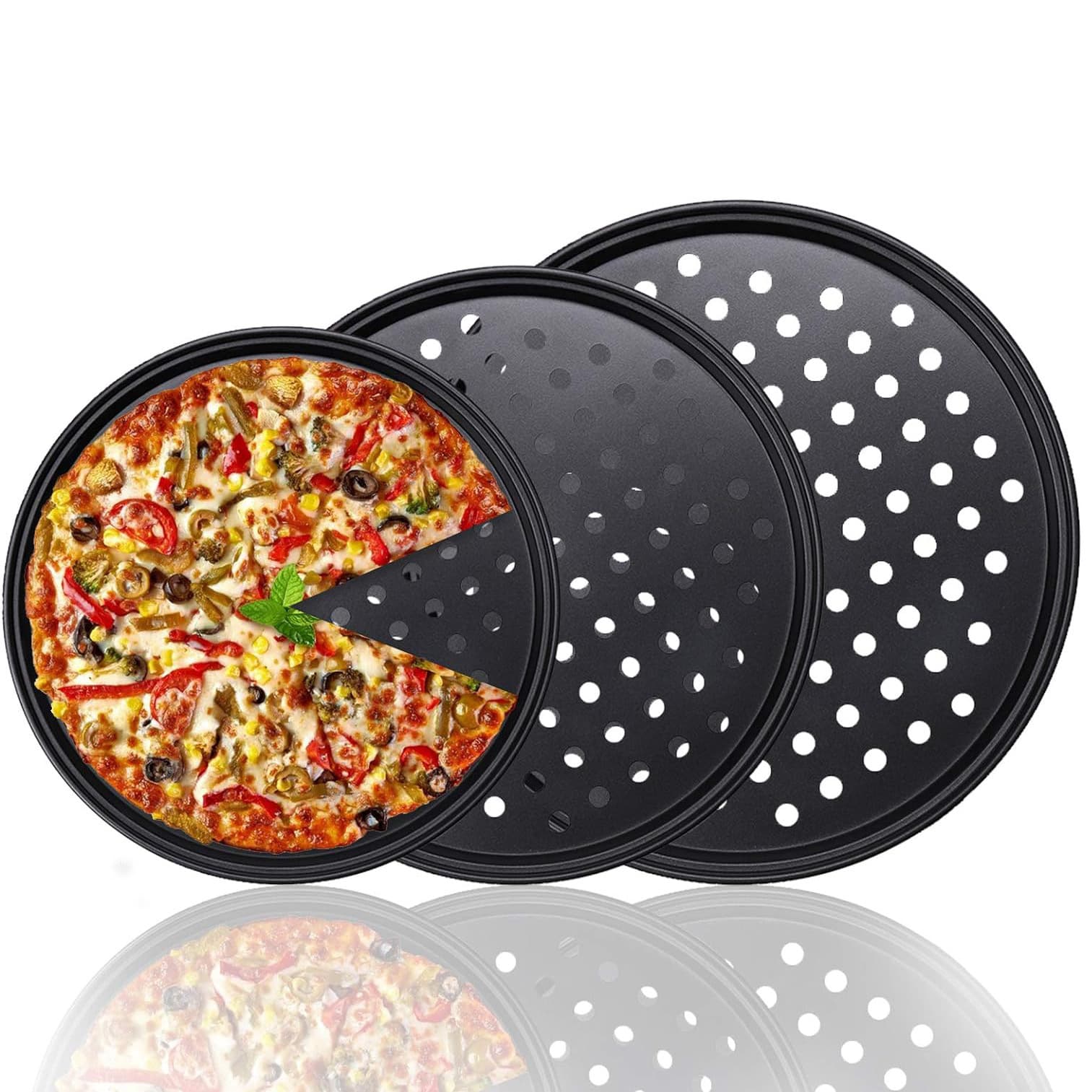 FCM In-Stock Pizza Pan with Holes Cheese Pizza Oven Baking Tray BBQ Grill Roasting Tray Commercial Large Baking Pan