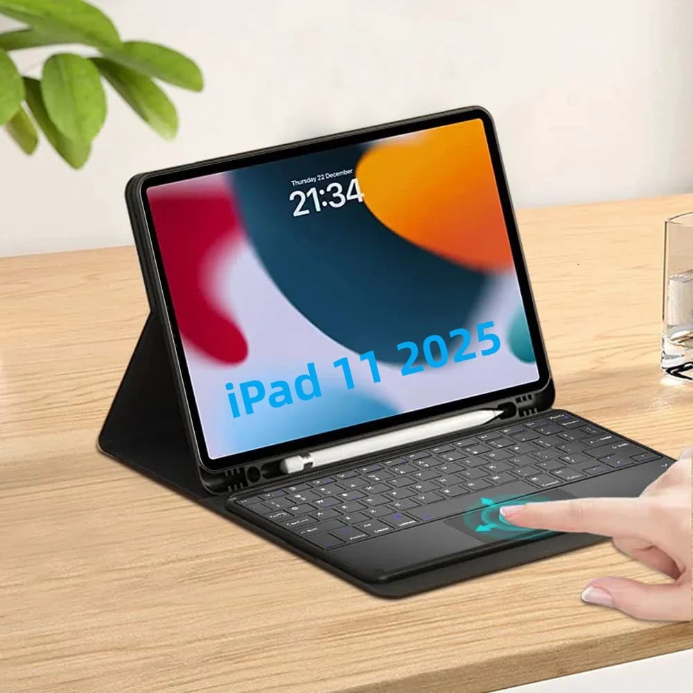 iPad 12 Magic Bluetooth Keyboard Protective Case, Air456 Keyboard Stand Case, A16 Colorful Backlight Magnetic Touch