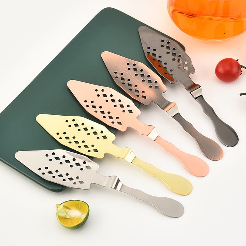 Stainless steel 304 absinthe spoon sugar cube colander mesh filter ice tray bitters filter spoon strainer cross-border