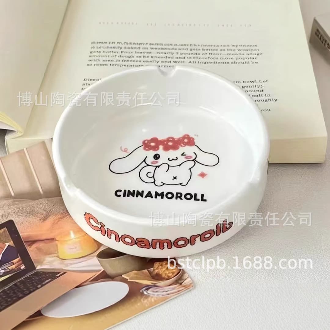 Zibo Advertising Ceramic Ashtray Reinforced Porcelain White Ashtray Gift Kitty White Porcelain Ashtray Manufacturer