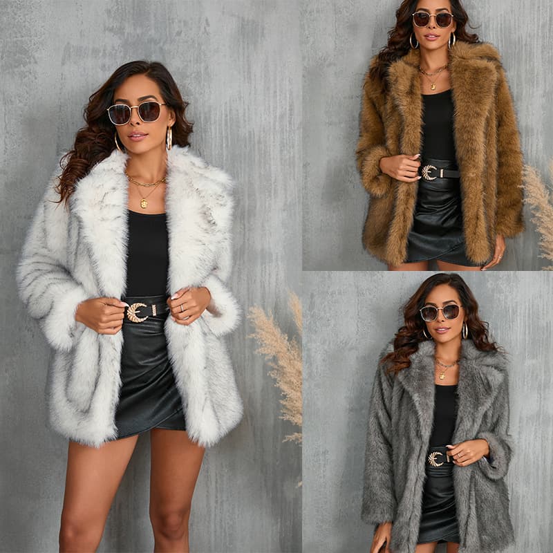 2024 European and American Autumn and Winter Women's Toka Fur Collar Coat Coat Artificial Fur Faux Fur Jacket Cross-border Hot Sale