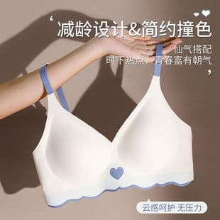 Seamless Summer Thin Bra for Women, Push-Up Wire-Free, Anti-Sagging, Large Bust Minimizer, Sports Comfortable Bra for College Students