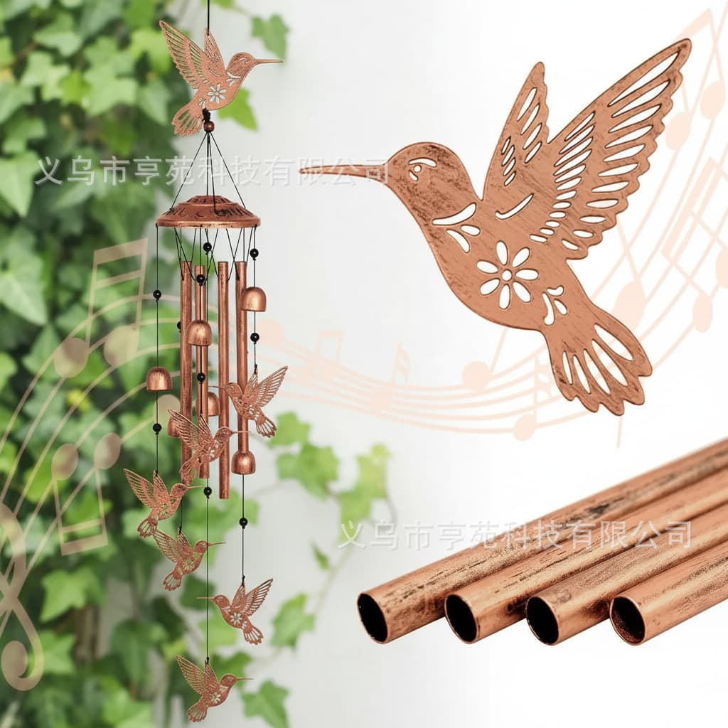 Vintage Retro Metal Five-Tone Wind Chime, Creative Home Decoration, Balcony Garden Ornament, Pleasant Sounding Hanging Decoration