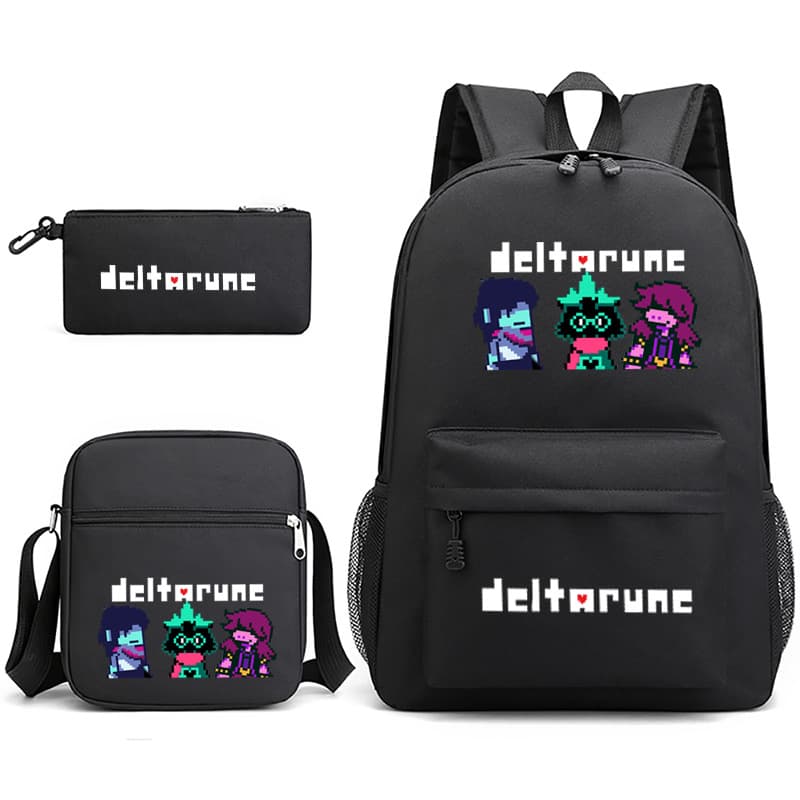 Overseas Hot Selling Game Deltarune Printed Backpack 3-Piece Set Casual Middle School Student ralsei Pencil Case Shoulder Bag