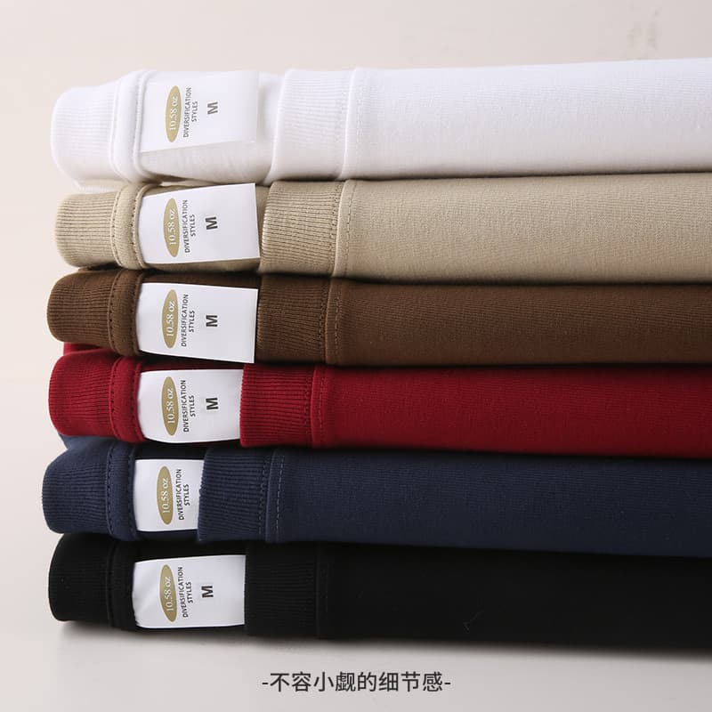 New Heavyweight 300g Thick Short Sleeve Pure Cotton T-Shirt for Teens Solid Color Loose Casual Drop Shoulder Round Neck Undershirt