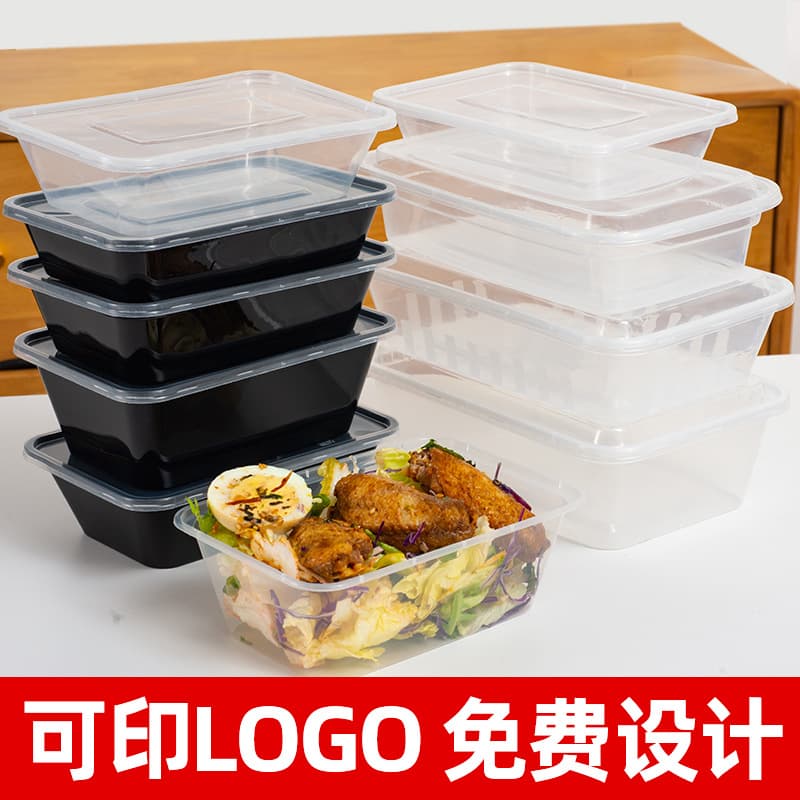 Disposable Lunch Box 500ml Rectangular Plastic Take-Out Fast Food Lunch Box with Lid, Special for Take-Out