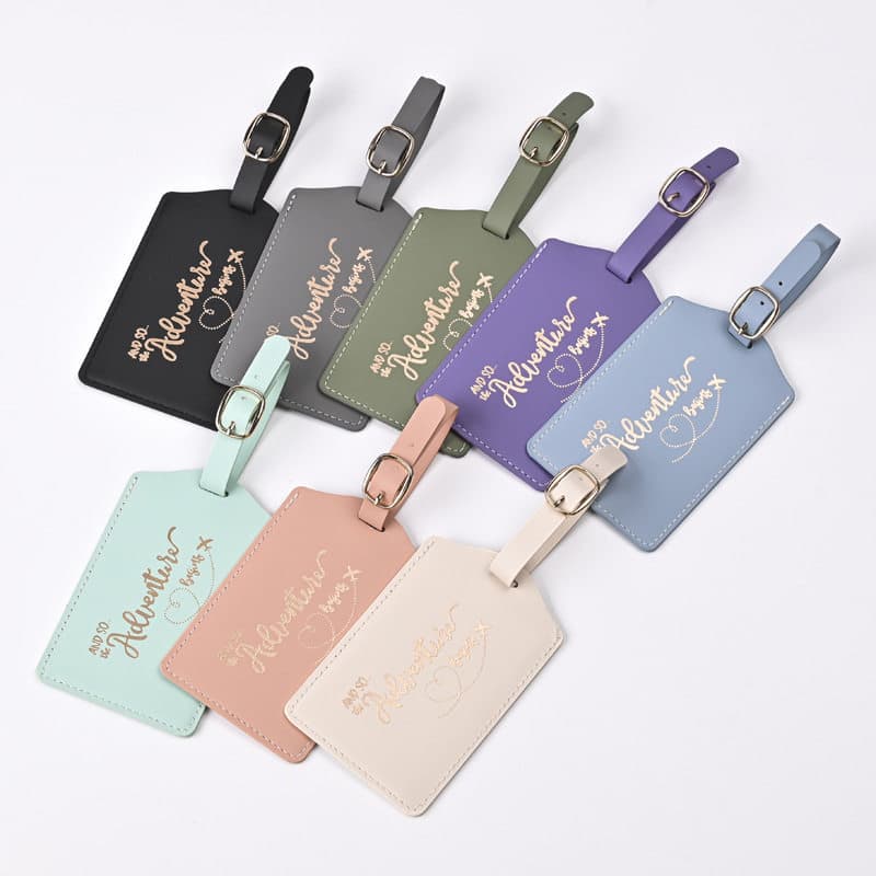 Simple solid color bronzing logo luggage tag suitcase pendant anti-lost checked identification tag pu leather luggage tag