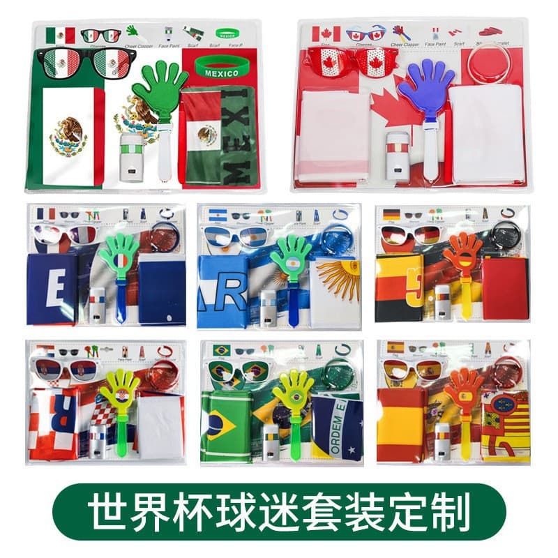 Cross-border 2026 USA-Mexico-Canada World Cup Soccer Fan Kit Flags Glasses Clappers Face Paint Cheering Props