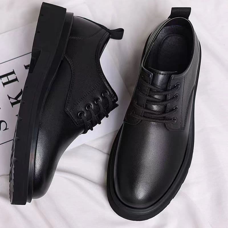 2026 New Men's Leather Shoes, Casual Shoes, British Style Business Shoes, Thick-Soled Trendy Versatile Lace-Up Work Shoes for Men