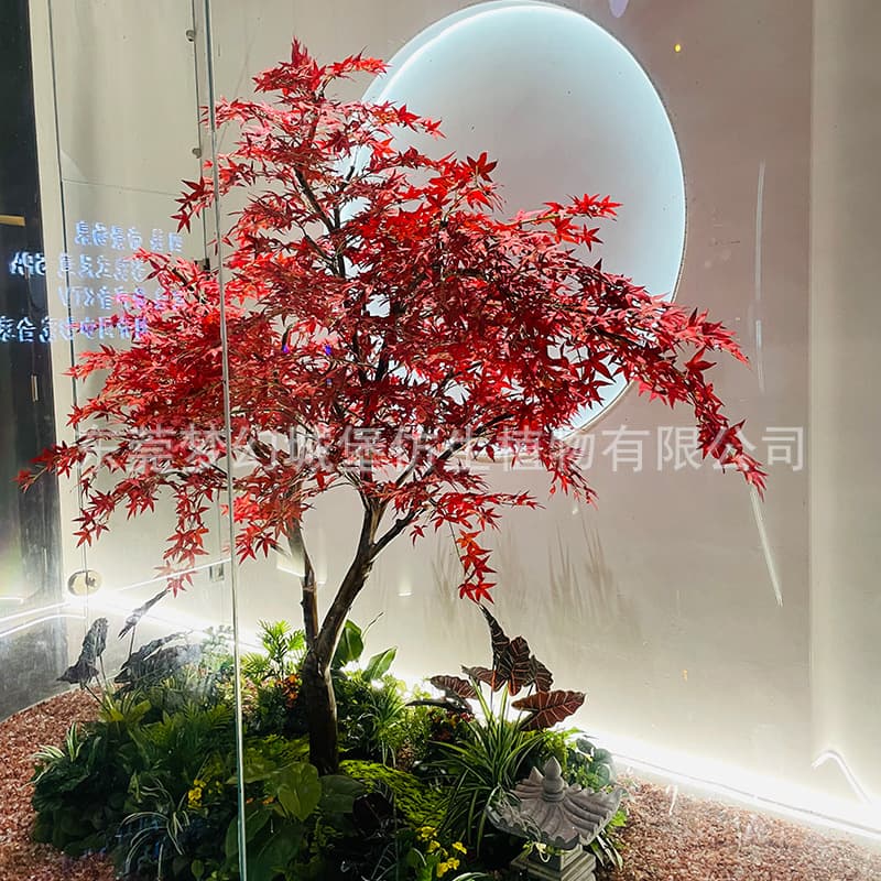 Ins Simulation Red Maple Tree Large Film and Television Landscape Artificial Tree Model Room Design Landscape Hotel Japanese Cuisine Decoration