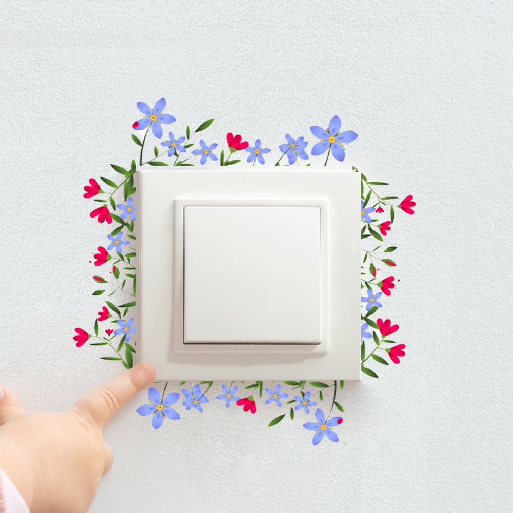 Aike DJ1104 cross-border new small floral switch stickers for living room and bedroom wall switch arrangement, self-adhesive decals