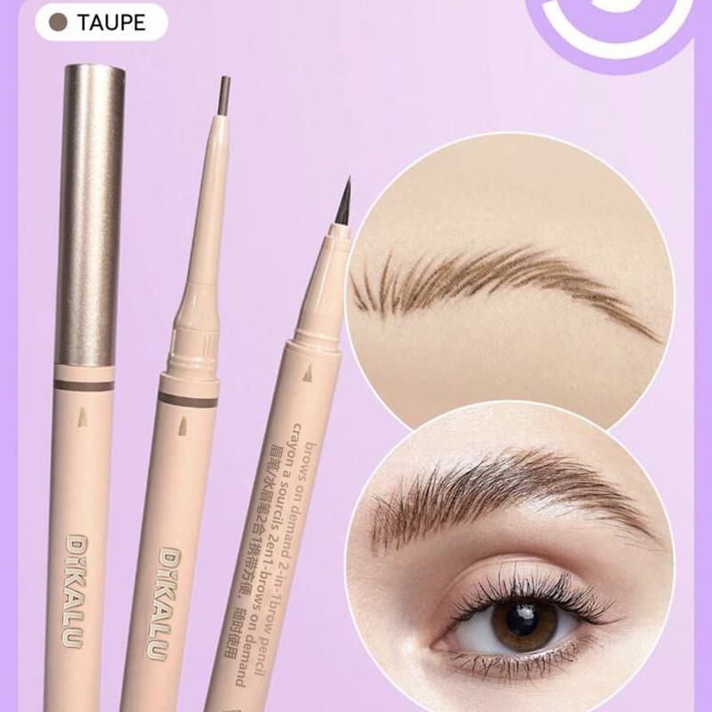 DIKALU Ultra-Fine Dual-Ended Eyebrow Pencil Liquid Eyebrow Pen 2-in-1 Natural 3D Waterproof Sweat-Resistant Long-Lasting No Smudge