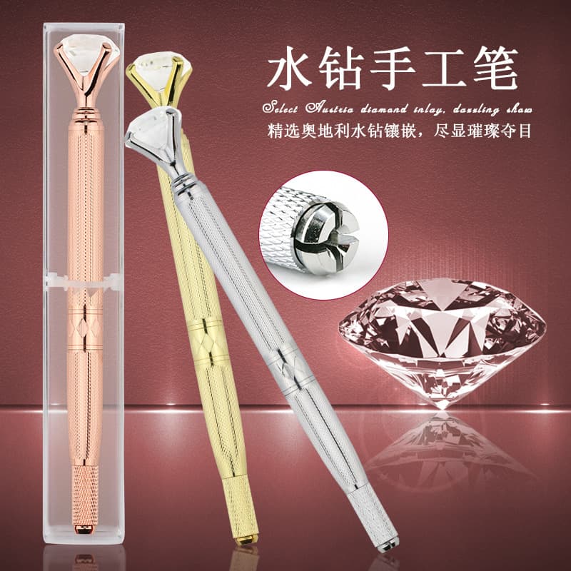 Premium Diamond Dual-Use Tattoo Pen Shading Round Needle Double Row Needle Multi-Function Pen for Eyebrow Embroidery Eyeliner Hand Tool