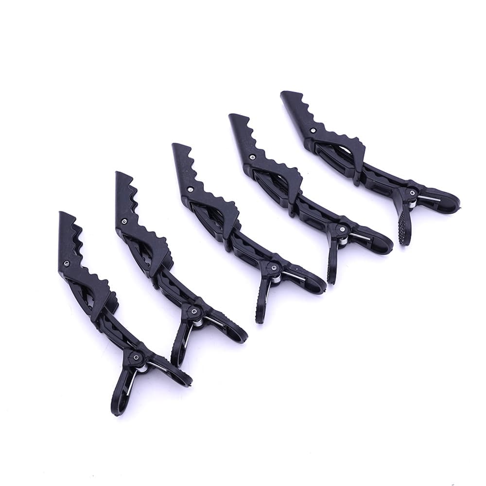 Hair Salon Alligator Clips for Perming and Dyeing, Black Plastic Hair Clips for Sectioning