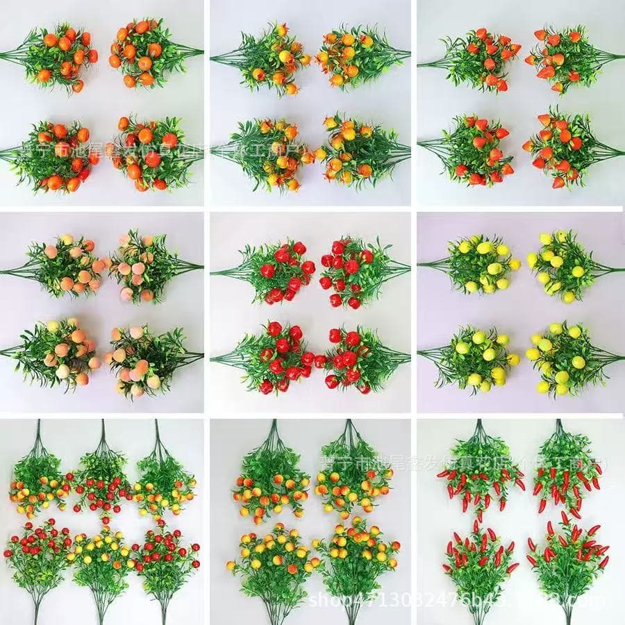 7-Branch Fortune Fruit Artificial Fruit Artificial Plant Wealth-Attracting Fruit Artificial Grass Plastic Grass Auspicious Fruit Christmas Flower Holly