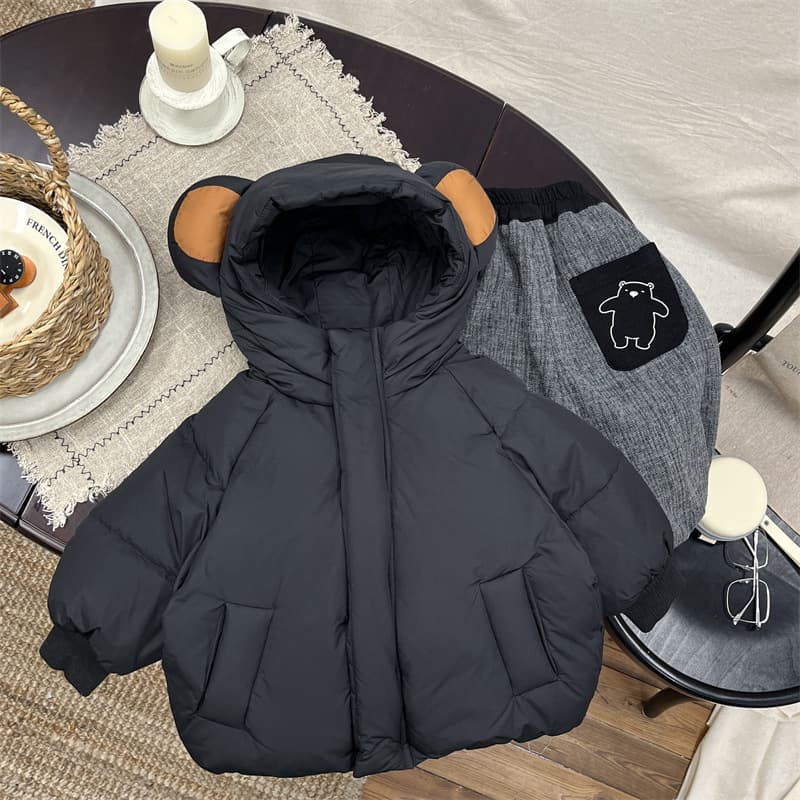 Baby hooded down jacket, boys' and girls' mid-length white duck down coat, children's warm puffer jacket, toddler winter wear
