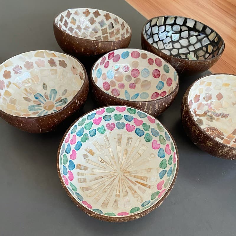 Entryway Key Tray Coconut Shell Bowl Seashell Coconut Bowl Home Decor Nordic Style Salad Bowl