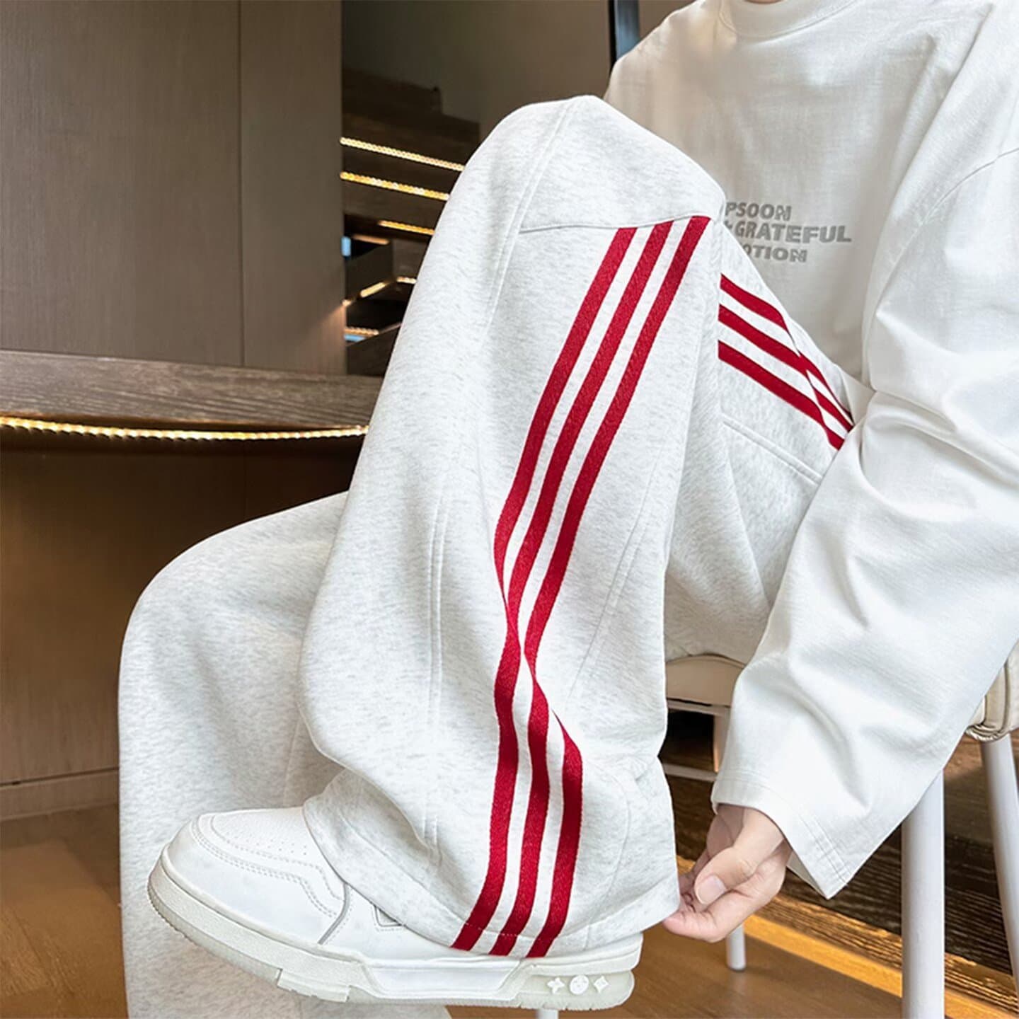 Men's New American Style Casual Striped Sweatpants, Versatile Loose Straight-Leg Sweatpants for Men and Teens