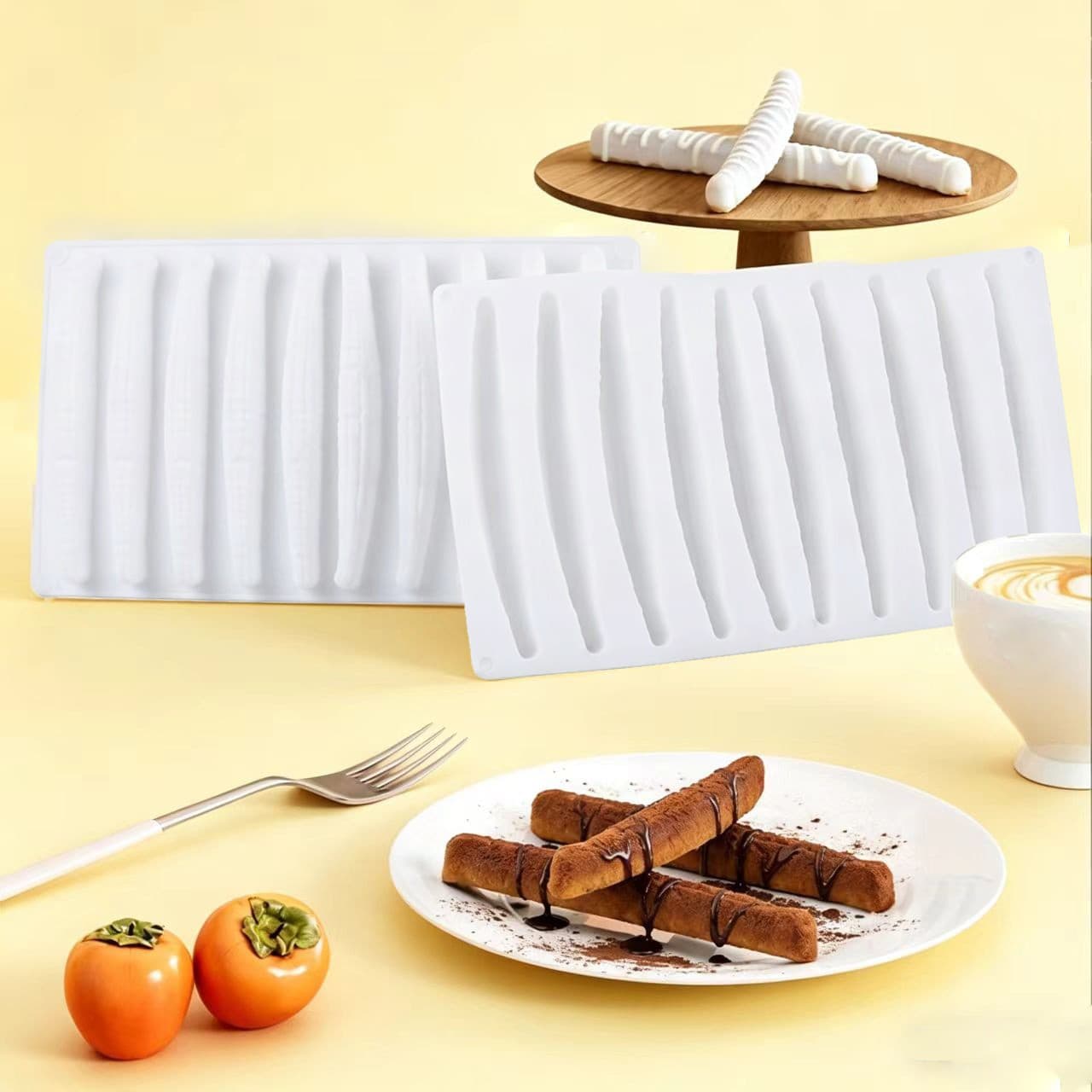 10-Pack Vanilla Silicone Cake Mold, French Dessert Silicone Chocolate Mold DIY Baking Household Ladyfinger Mold