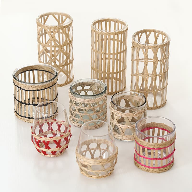 Handwoven Candle Cup Coaster Creative Aromatherapy Glass Vase Egg Cup Storage Jar Natural Rattan Mat Material Home Decor