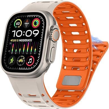 Magnetic Silicone Wristband for Apple Ultra 2, Armor Watch Band for Apple Watch 10