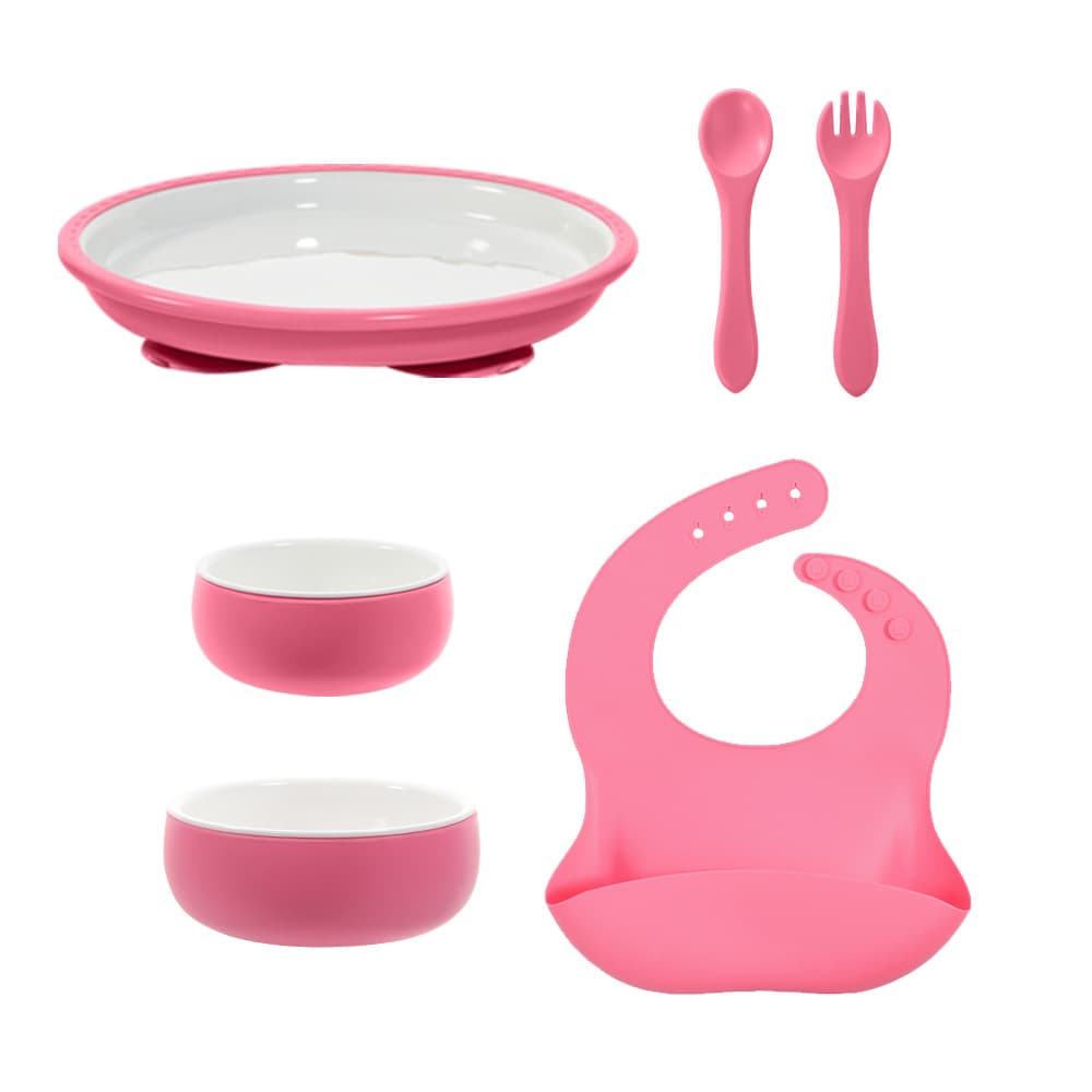 Amazon New Food-Grade Silicone Ceramic Plate Simple Rimmed Bone China Silicone Tableware Home Anti-Slip Heat-Resistant
