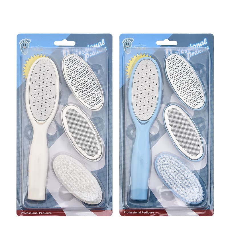 Manufacturer wholesale stainless steel 4-piece set of foot scrubber to remove calluses and pedicure tools