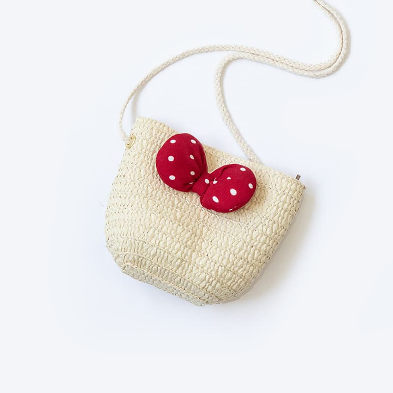 Rattan Woven Children's Basket Crossbody Woven Bag Cute Matching Bag Straw Woven Baby Girl Shoulder Beach Bag 5807