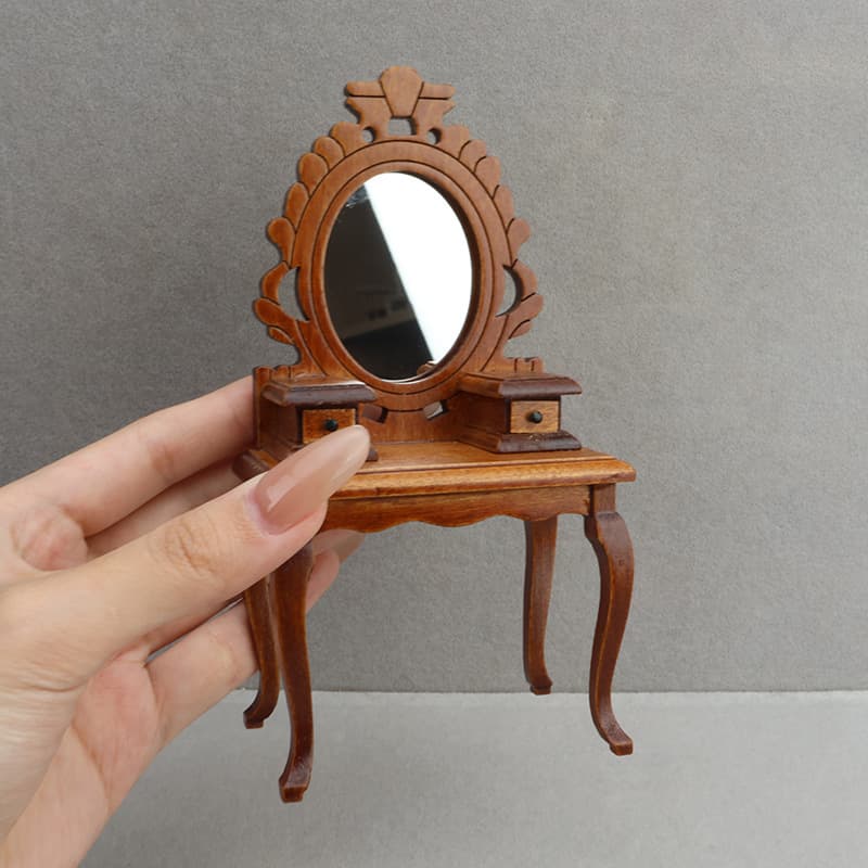 1:12 Dollhouse Miniature Furniture Model Micro Bedroom Scene Vintage Dressing Table Stool