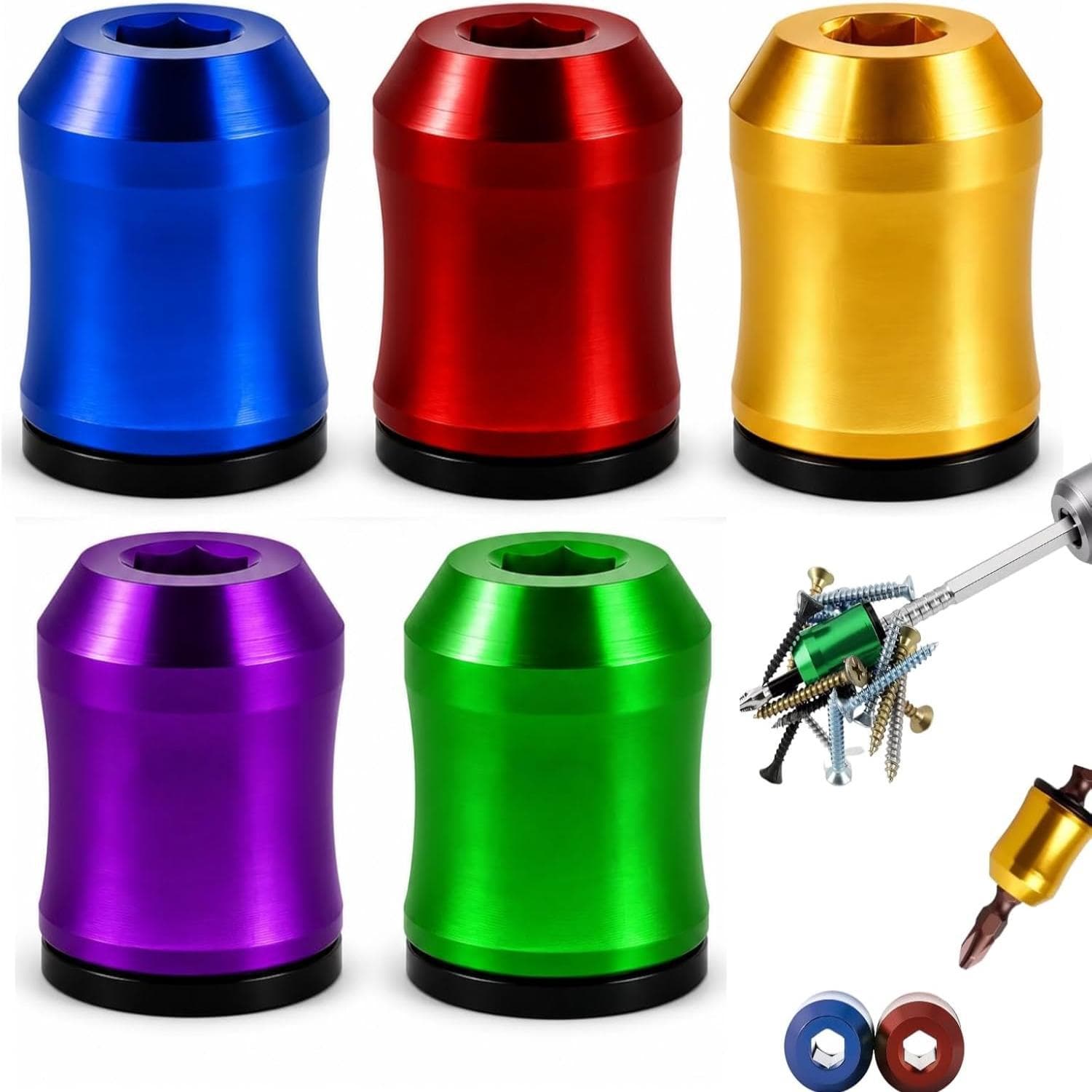 High Hardness Demagnetizer Strong Magnetic Aluminum Alloy Magnetizer Adsorption 6.35mm Hex Shank Bit Screwdriver Bit Electric Drill Magnetic Ring