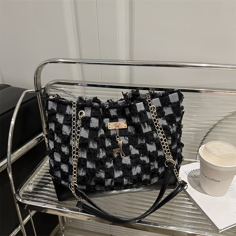 New Niche Design Denim Tote Bag Casual Large Capacity Shoulder Underarm Bag Student Commuter Handbag