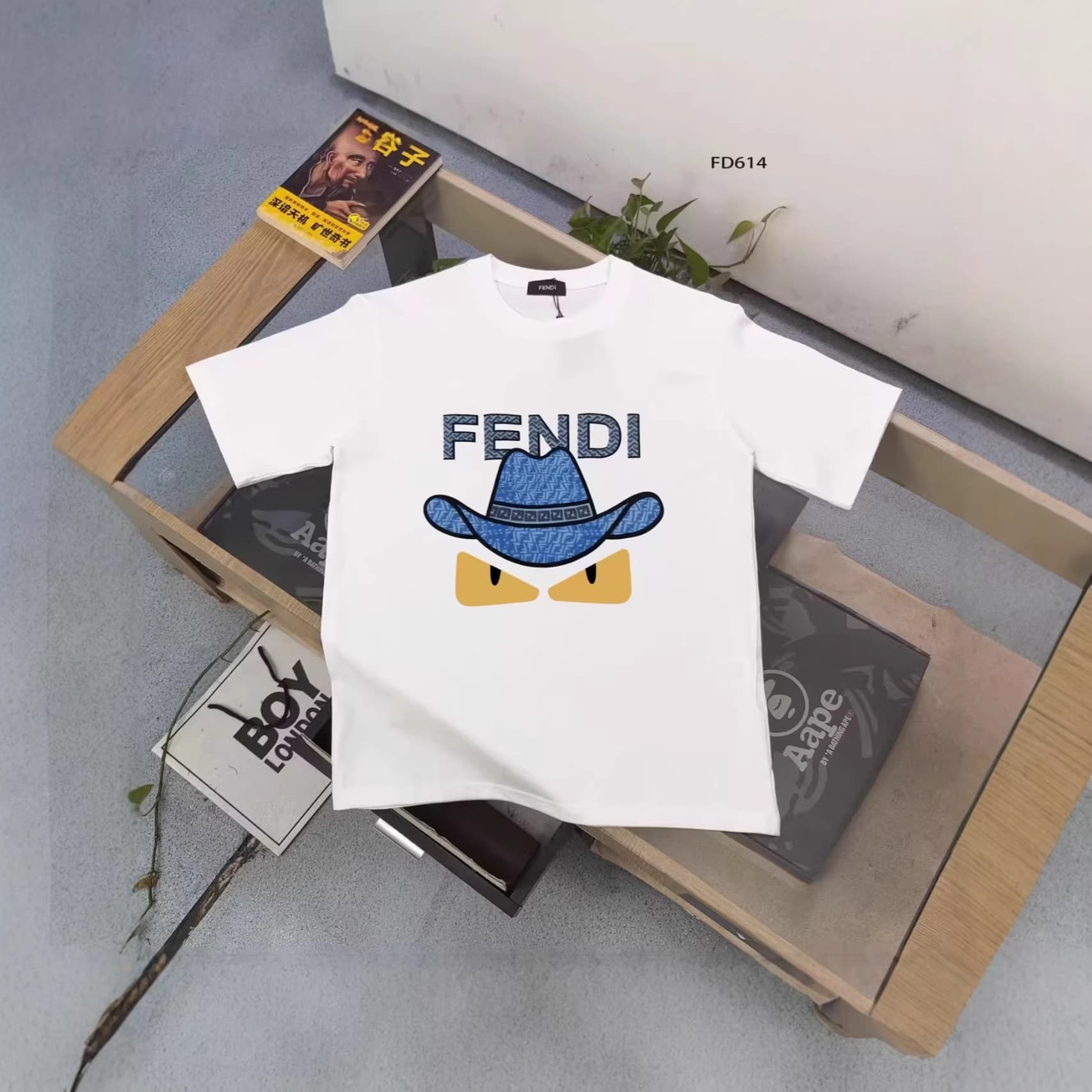 Cross-border FEN Correct Version F-House Little Monster Fen's Eye Print Classic Round Neck Men's and Women's Short Sleeve T-Shirt
