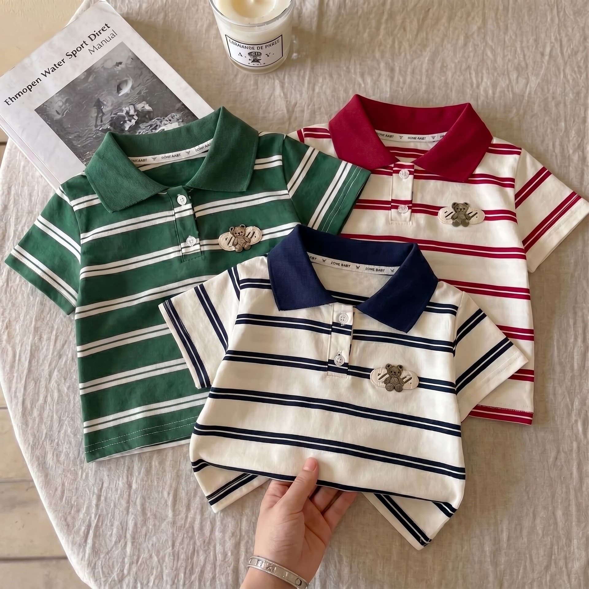 Boys Short Sleeve Striped Polo Shirt Summer 2026 New Lightweight Stylish Toddler Top