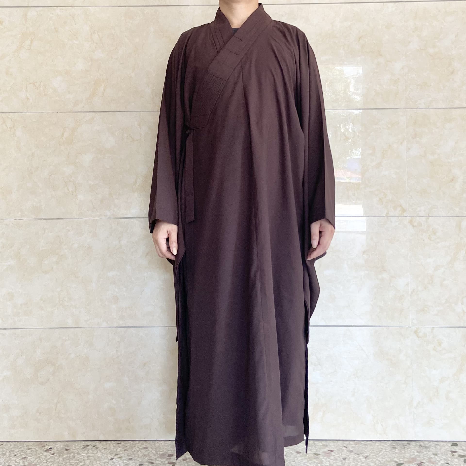 Linen Lay Buddhist Robe Breathable Monk Long Gown Coffee Black Gold Yellow Three Colors Direct from Source Factory