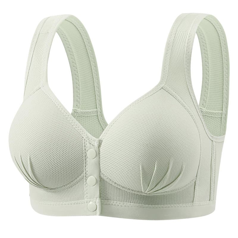 Women's large size thin style vest-type front-closure wireless bra gathering breathable middle-aged and elderly bra cross-border drop shipping