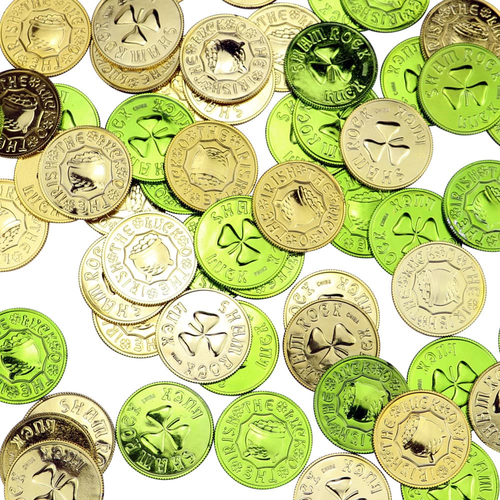 Cross-border Supply St. Patrick's Day Plastic Coins Shamrock Gold Coins Festival Party Giveaways