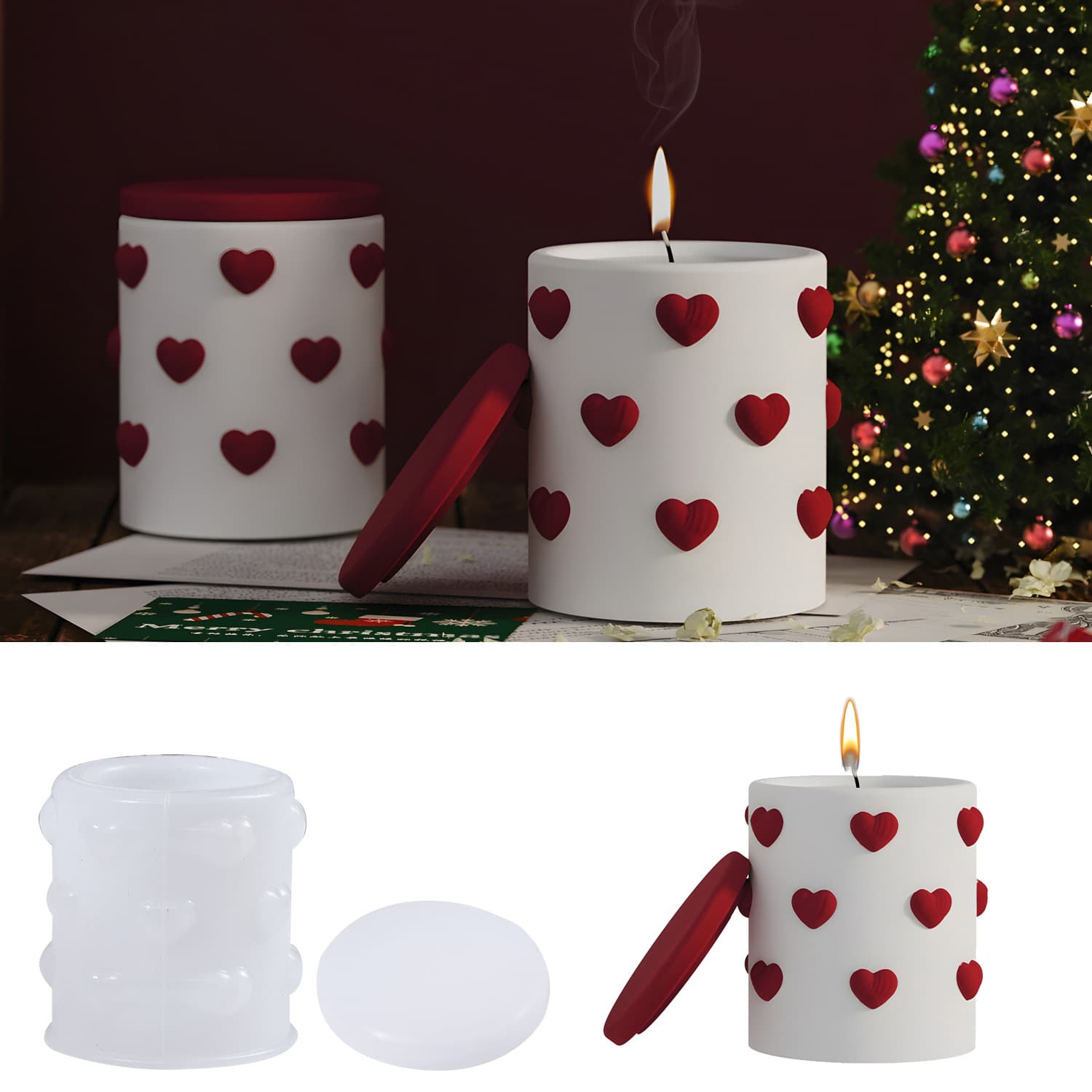 DIY glue mold love embossed storage box silicone mold plaster aromatherapy candle cup home decoration