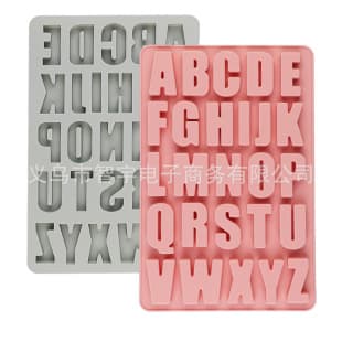 Large Letter Silicone Cake Decoration Mold 26-Cavity English Alphabet Chocolate Mold Baking Tool Pink Blue