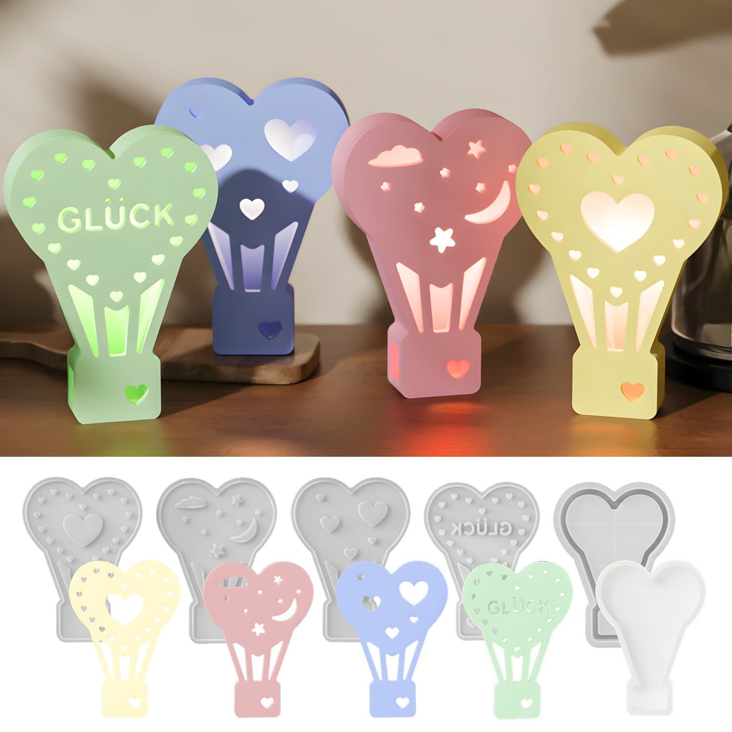 Deyi life diy romantic hot air balloon atmosphere lamp silicone mold ornaments decorative plaster mold mold