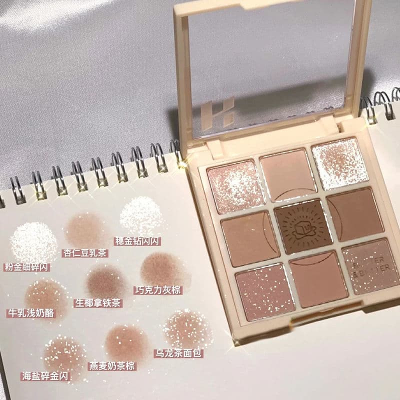 Nine-color eye shadow palette daizy warm brown taro purple matte pearlescent milk tea butter bread pan ins affordable makeup