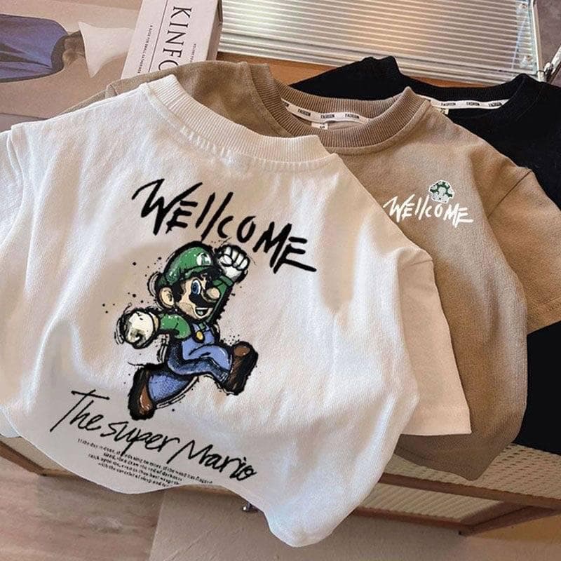 Pure Cotton Short Sleeve T-Shirt for Boys Baby Toddler Kids Summer Cool Casual Top Soft Fabric Round Neck Sweat Absorbent