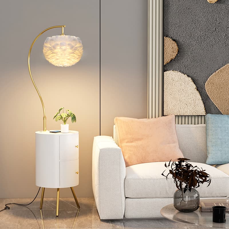 Feather Floor Lamp Wireless Charging Modern Simple Bedside Sofa Nearby Coffee Table Lamp Integrated Living Room Bedroom
