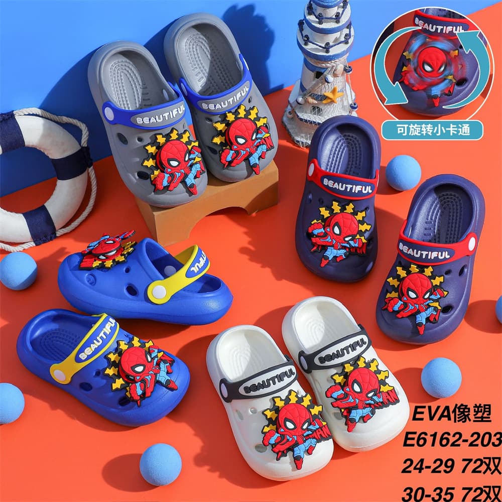 In Stock Children's EVA Slippers Summer Boys' Indoor Household Cartoon Girls' Soft-Sole Toddler Closed-Toe Hole Shoes