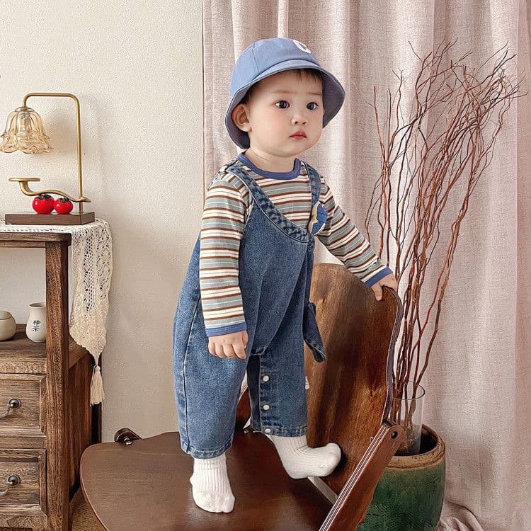 Autumn baby carrier set jumpsuit new baby denim one-year-old overalls two-piece set going out carrier cover