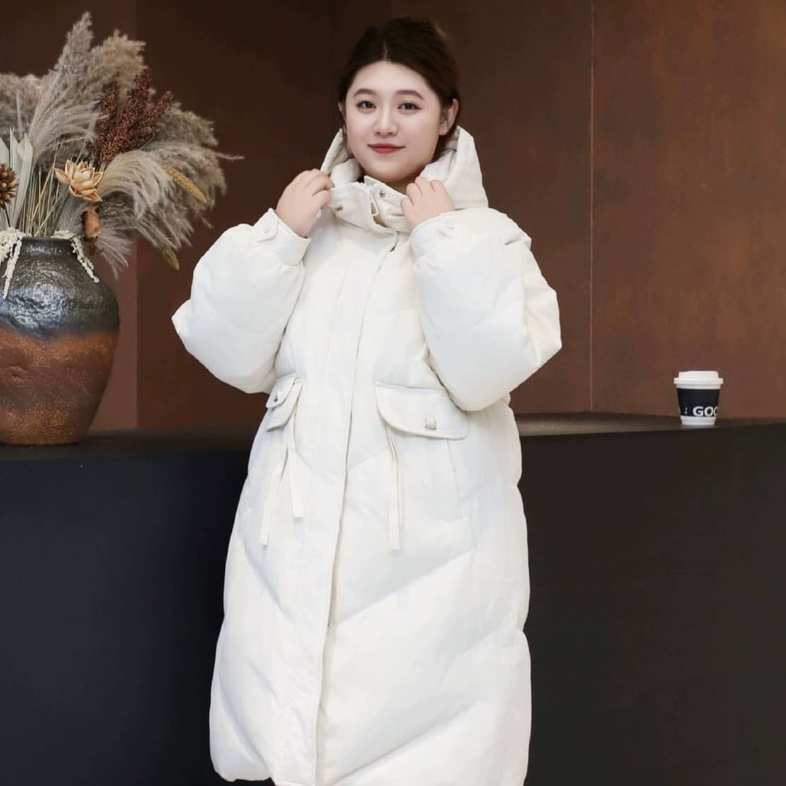 Black Gold Heating Plus Size for 300 Jin Curvy Women, Winter Korean Style Trendy Thickened Hooded Mid-Length Down Jacket