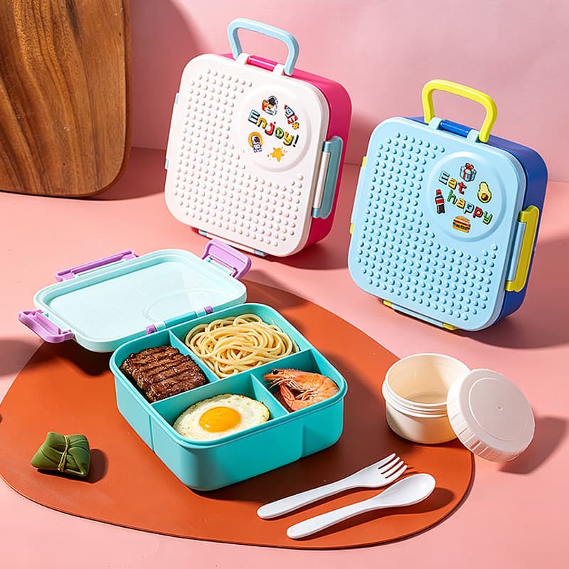 PP Lunch Box for Students, Cartoon Compartment Food Container, Sealed Plastic Bento Box, Microwave-Safe Lunch Box