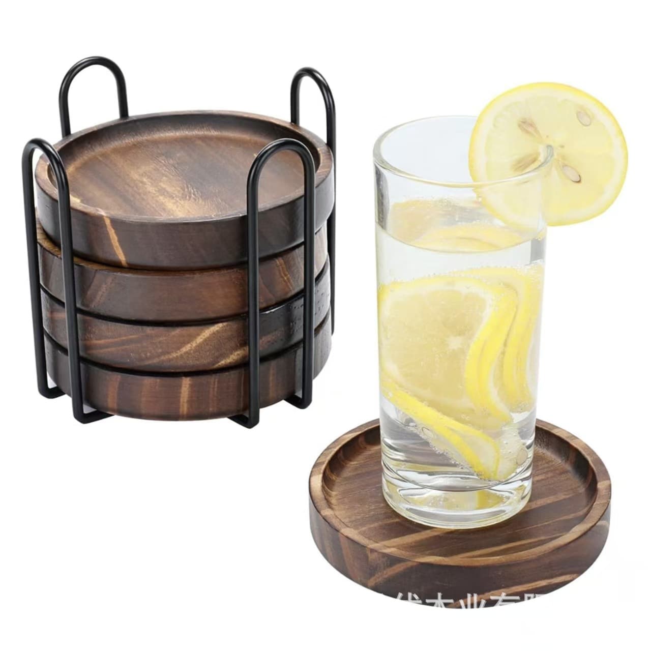Wooden Round Coaster Tea Saucer Heat-Insulating Mat for Dining Table Coffee Cup Pad Ornament Acacia Wood Round Cup Base